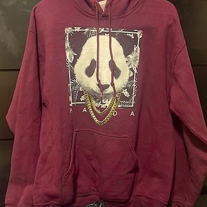 Burgundy Men’s Panda Hoodie
